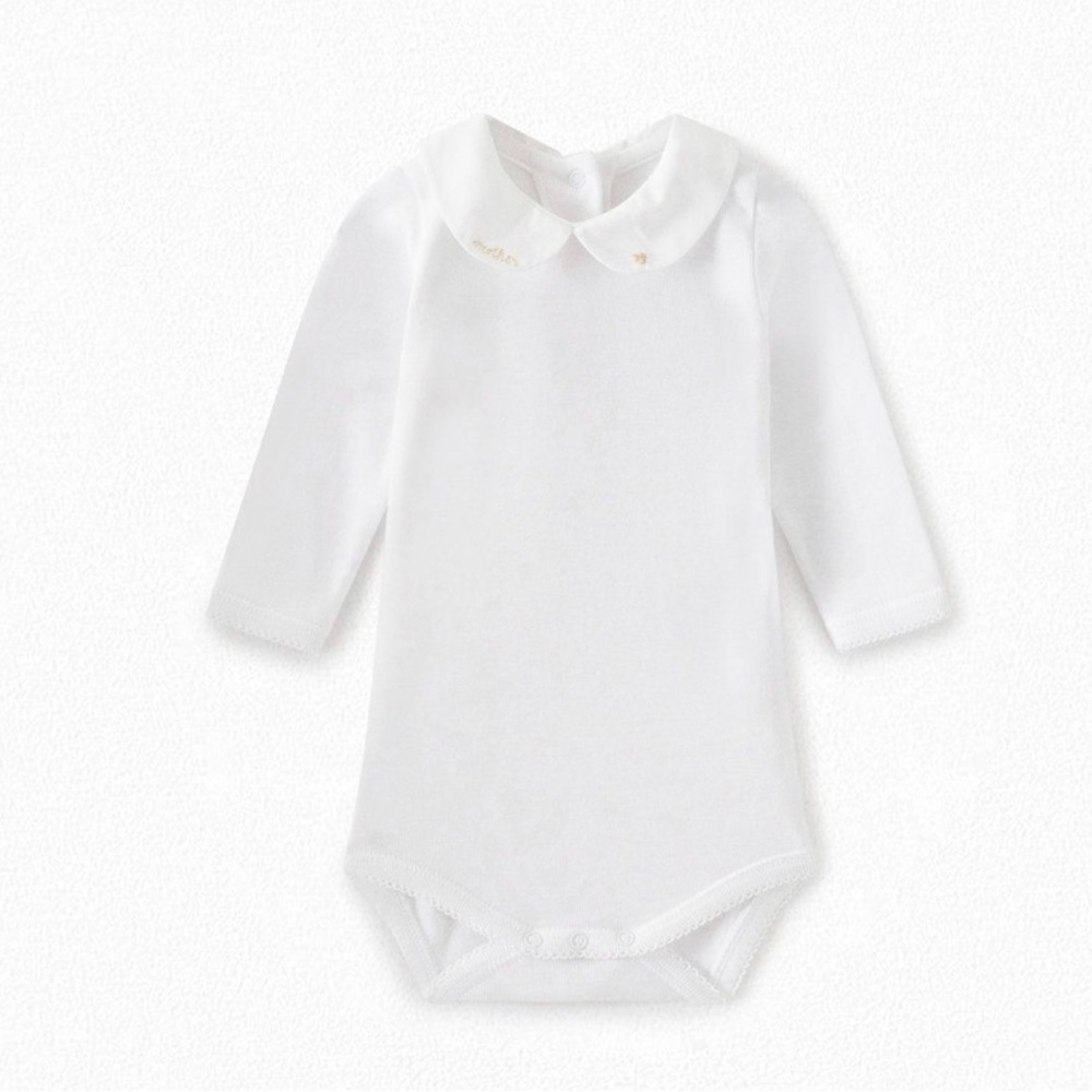 Bonpoint Onesie with embroidered collar for baby blue Baby 3 Months Neutral